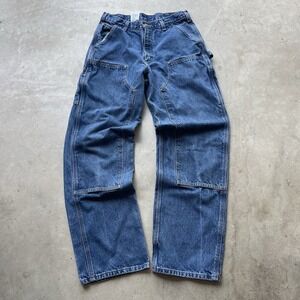 Carhartt blue denim jeans double knee work wear carpenter pants 33x34